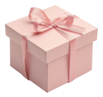 ai generado rosado regalo caja con satín cinta arco en transparente antecedentes - valores png. png