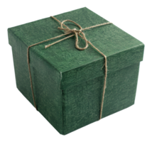 AI generated Solid green gift box with string on transparent background - stock png. png