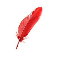 AI generated Single red feather with fine texture on transparent background - stock png. png