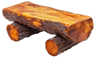 ai genererad rustik trä- bänk tillverkad från naturlig loggar på transparent bakgrund - stock png. png