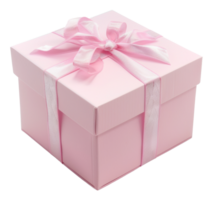 ai genererad rosa gåva låda med satin band rosett på transparent bakgrund - stock png. png