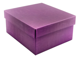 AI generated Elegant purple gift box with ribbon on transparent background - stock png. png