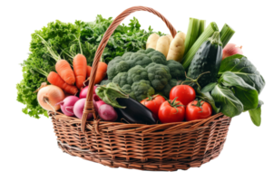 AI generated Bountiful basket of assorted fresh fruits on transparent background - stock png. png