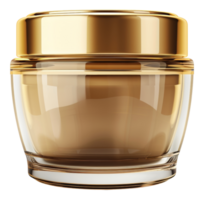 AI generated Luxurious gold cosmetic cream jar on transparent background - stock png. png