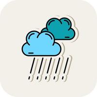 Rain Line Filled White Shadow Icon vector