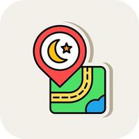 Mosque Line Filled White Shadow Icon vector