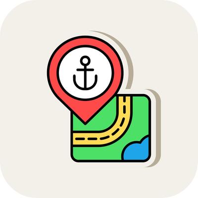 Port Line Filled White Shadow Icon