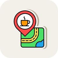 Cafe Line Filled White Shadow Icon vector