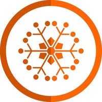 Snowflake Glyph Orange Circle Icon vector