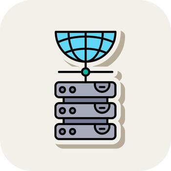 base de datos línea lleno blanco sombra icono vector