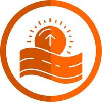 Sunrise Glyph Orange Circle Icon vector