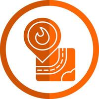 Fire Glyph Orange Circle Icon vector