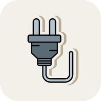 Plug Line Filled White Shadow Icon vector