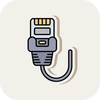 Ethernet Line Filled White Shadow Icon vector