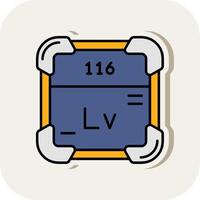 livermorium línea lleno blanco sombra icono vector