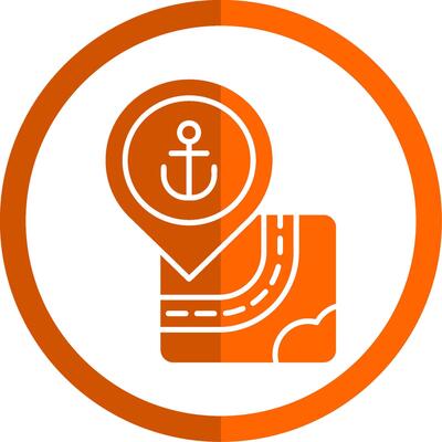 Port Glyph Orange Circle Icon