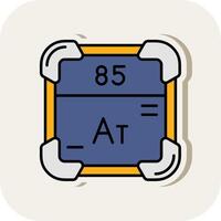 astatine línea lleno blanco sombra icono vector