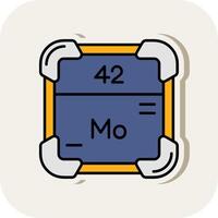 Molybdenum Line Filled White Shadow Icon vector