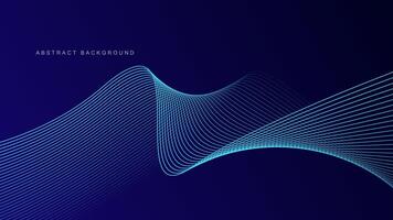 Abstract glowing wave lines on dark blue background. Dynamic wave pattern. Modern flowing wavy lines. Futuristic technology concept. Suit for banner, poster, cover, brochure, flyer, website vector