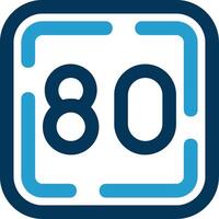 Eighty Line Blue Two Color Icon vector