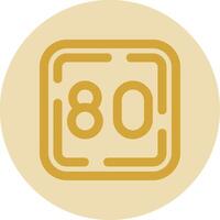 Eighty Line Yellow Circle Icon vector