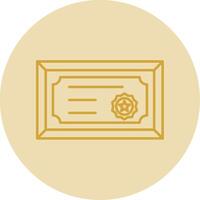 Certificate Line Yellow Circle Icon vector