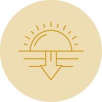 Sunset Line Yellow Circle Icon vector