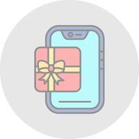 Gift Line Filled Light Circle Icon vector