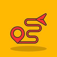 Route Filled Shadow Icon vector