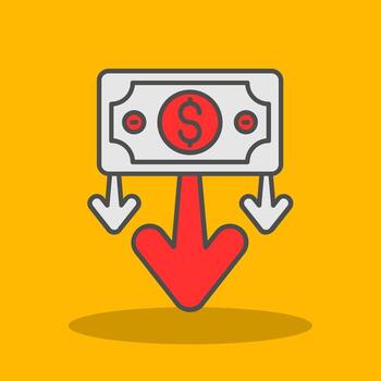 disminución lleno sombra icono vector