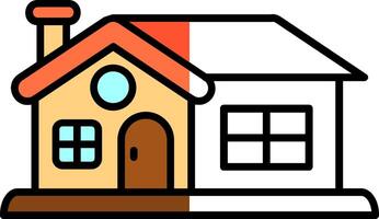 House Filled Half Cut Icon vector