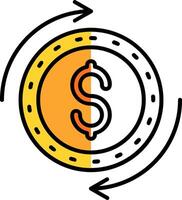 Dollar Filled Half Cut Icon vector