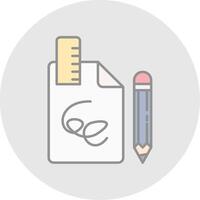 Draft Line Filled Light Circle Icon vector