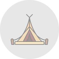Tent Line Filled Light Circle Icon vector