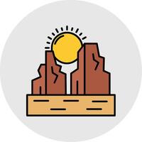 Canyon Line Filled Light Circle Icon vector