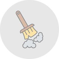 Broom Line Filled Light Circle Icon vector