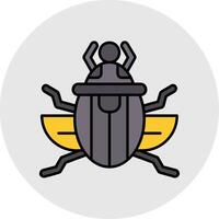 Scarab Line Filled Light Circle Icon vector
