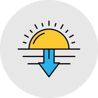 Sunset Line Filled Light Circle Icon vector