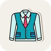 Waistcoat Line Filled White Shadow Icon vector