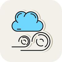 Windy Line Filled White Shadow Icon vector