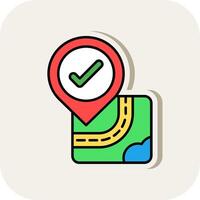 Checkmark Line Filled White Shadow Icon vector
