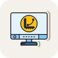 Graph Line Filled White Shadow Icon vector