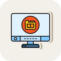 Folder Line Filled White Shadow Icon vector