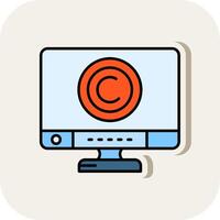 Copyright Line Filled White Shadow Icon vector