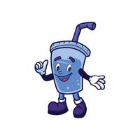 Cup of drink with straw mascot logo vector