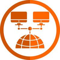 Network Glyph Orange Circle Icon vector