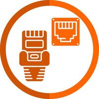 Ethernet Glyph Orange Circle Icon vector