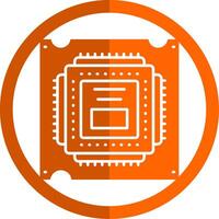 Processor Glyph Orange Circle Icon vector