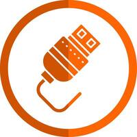 Usb Glyph Orange Circle Icon vector