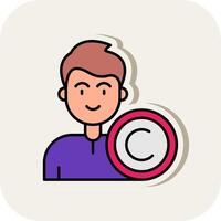 Copyright Line Filled White Shadow Icon vector